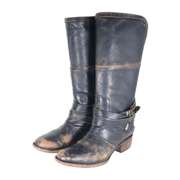 Freebird by Steven Women's Drove US9 Black Leather Distressed Western Boots - Picture 1 of 16